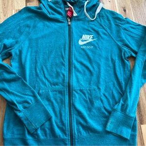 Nike Teal Zip-Up Hoodie Sweatshirt Just Do It Logo Size M